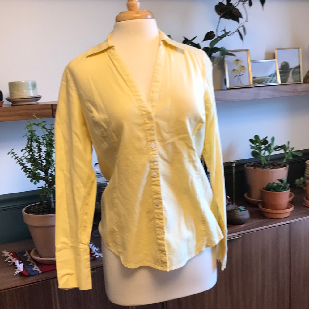 Ann Taylor yellow button-up work shirt